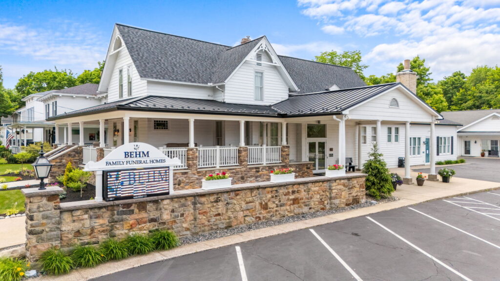 Behm Family funeral home Madison OH exterior on River Street